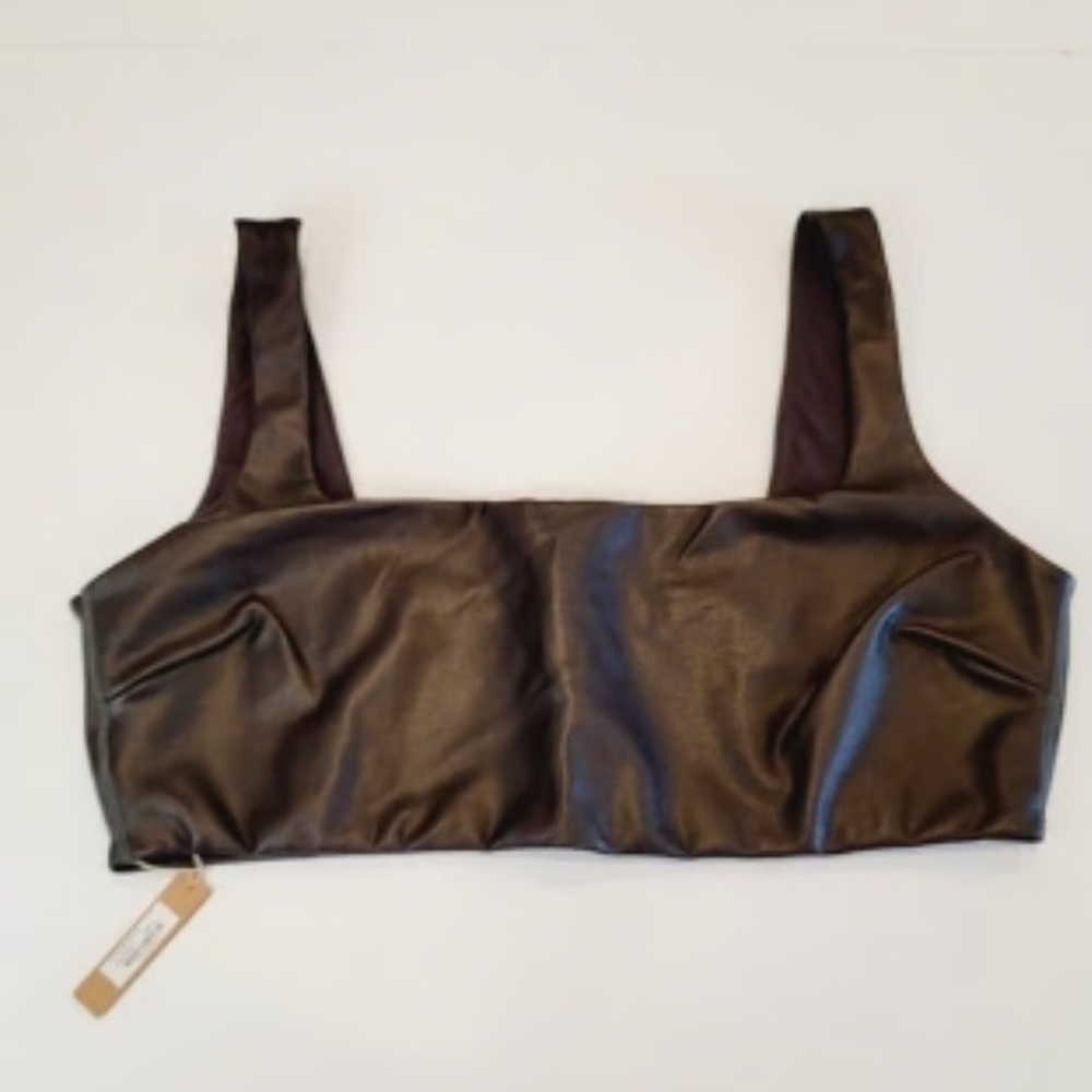 SKIMS Brown Faux Leather Bra Sz L - Picture 5 of 8